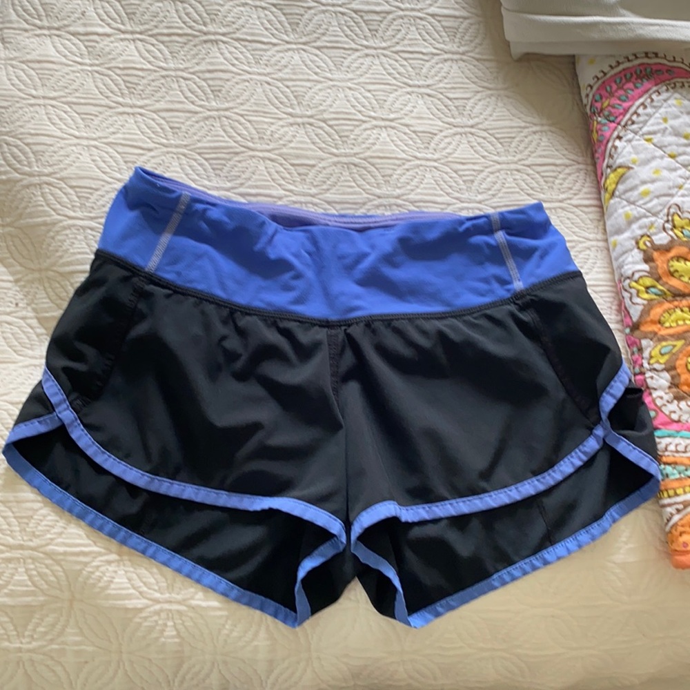 blue/black lululemon speed shorts